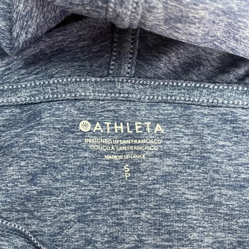 Athleta Heathered Blue Athletic Hooded Long Sleeve Top Size Small - Picture 6 of 8